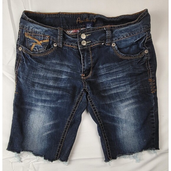 Amethyst Shorts Juniors 11 Distressed Cutoff Raw Stitched Denim Jean Stretch - Picture 1 of 7